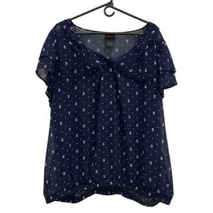 Torrid Sheer Navy Blue‎ & White Skull Polka Dot Print Size 3